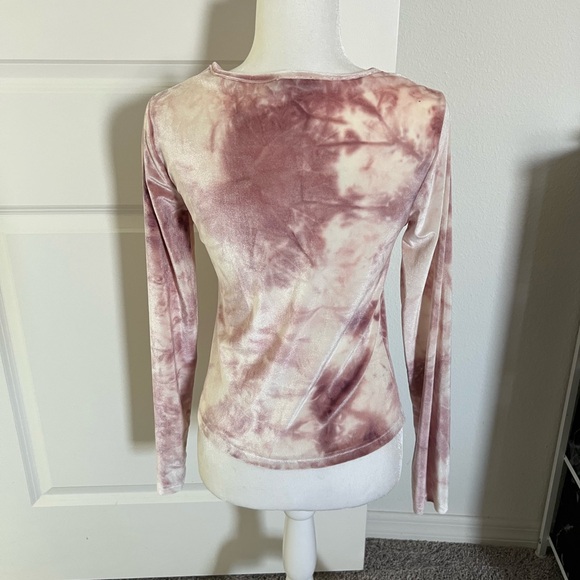 NWOT SHEIN Pink and Cream Tie-Dye Ruched Blouse 6 - Picture 5 of 7